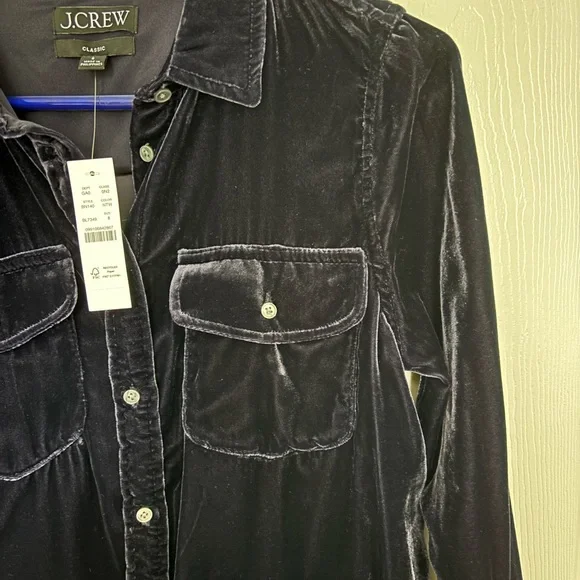 J. Crew Velvet Button Down Shirt - Dark Purple/Blue - Picture 6 of 9